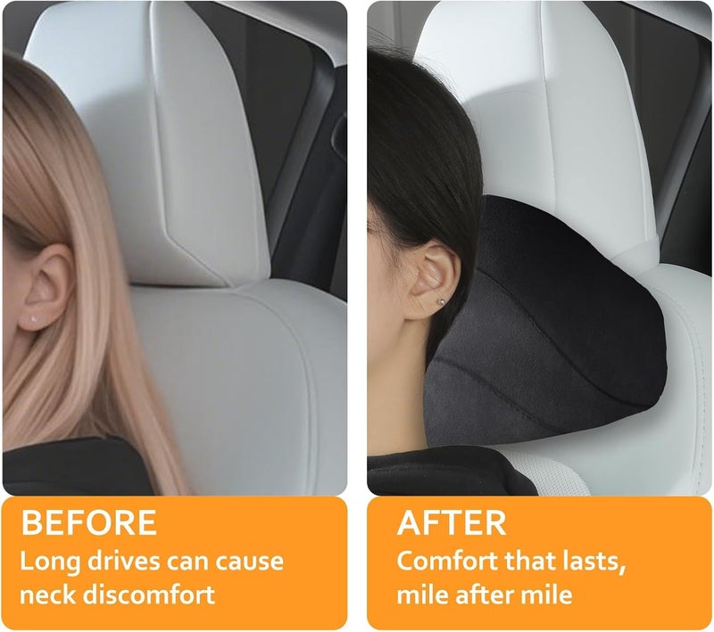 Nappa Leather Headrest Pillow 2 Packs for Tesla Neck Pillow Uniquely Designed for Tesla Model Y/3 Neck Support Cushion (White Neck Pillow + Lumbar Support Pillow) - Image 5