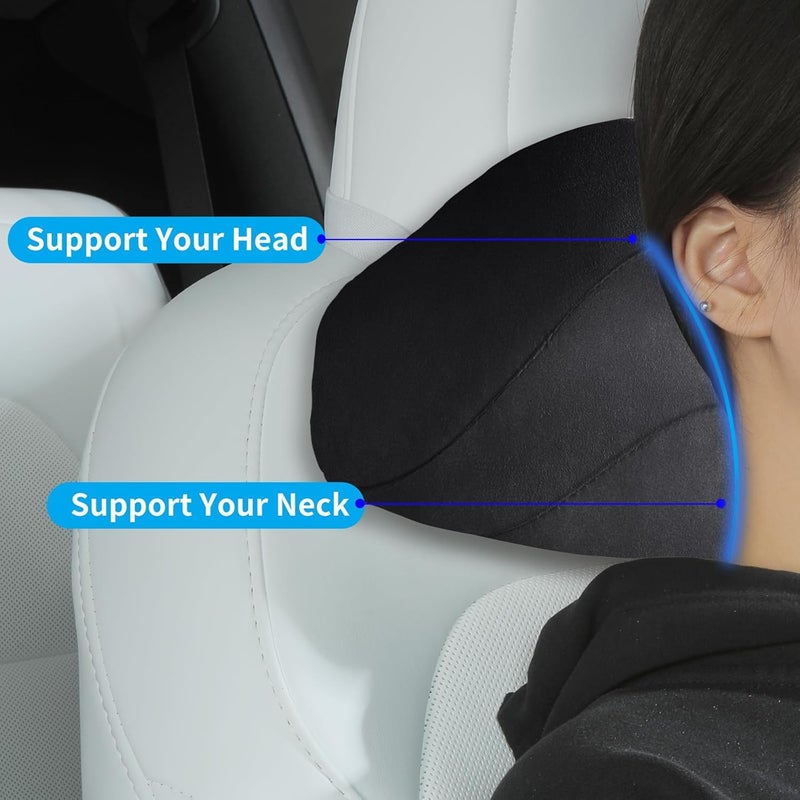 Nappa Leather Headrest Pillow 2 Packs for Tesla Neck Pillow Uniquely Designed for Tesla Model Y/3 Neck Support Cushion (White Neck Pillow + Lumbar Support Pillow) - Image 2