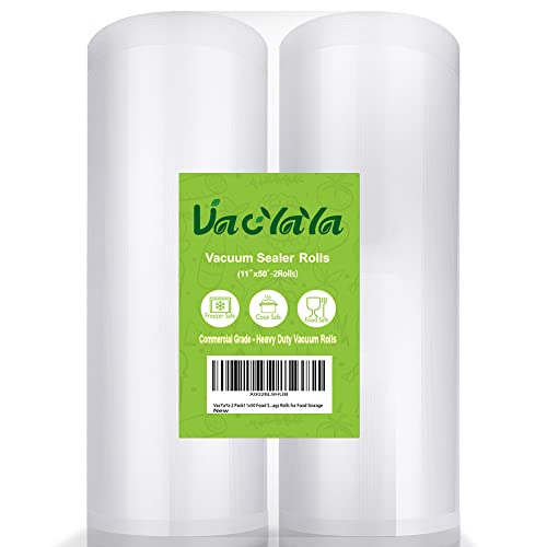 VacYaYa 2 Pack 11x50 (Total 100 feet) Vacuum Sealer Bags Rolls with BPA Free and Heavy Duty,Commercial Grade Vaccume Seal Bags Rolls Work with Any Types Vacuum Sealer - Image 1