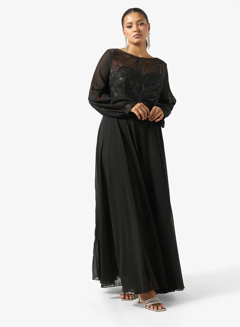 Plus Size A-line Dress With Embellished Bodice