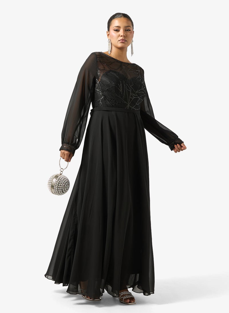 خزانة فستان مقاس كبير بتصميم - مع صدرية مزينة - Image 4