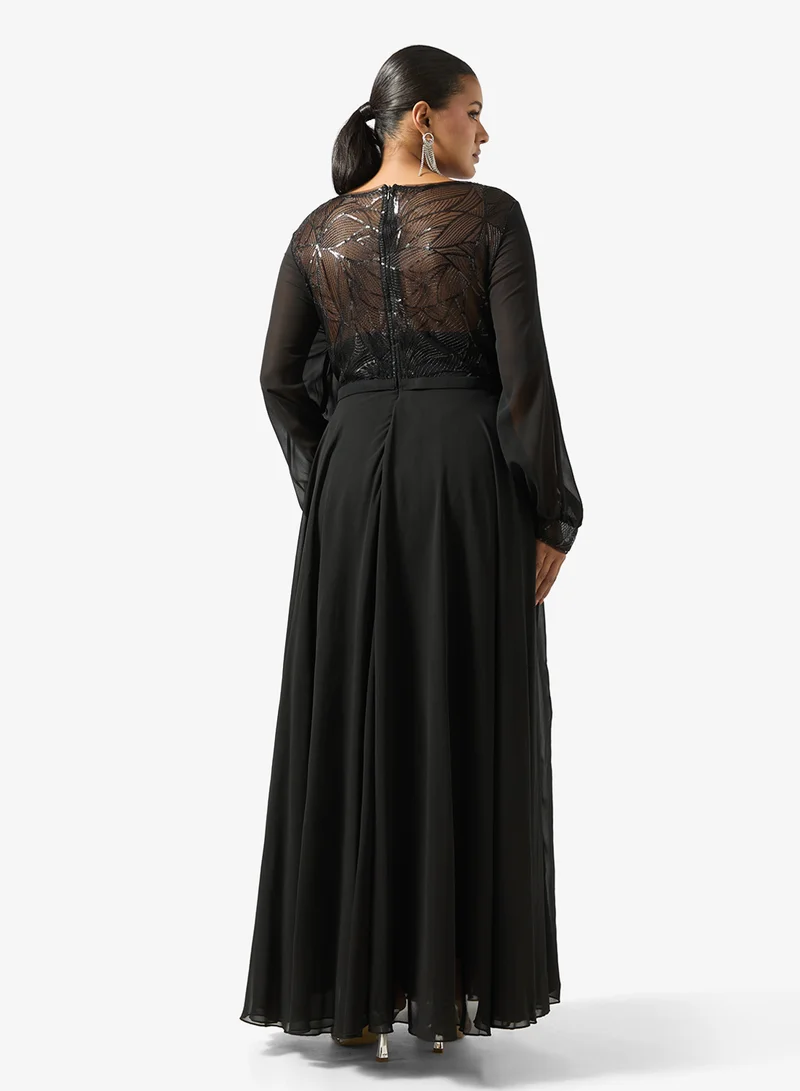 Khizana Plus Size A-line Dress With Embellished Bodice