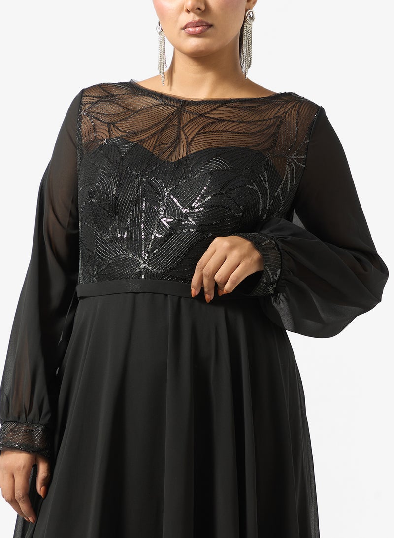 خزانة فستان مقاس كبير بتصميم - مع صدرية مزينة - Image 3