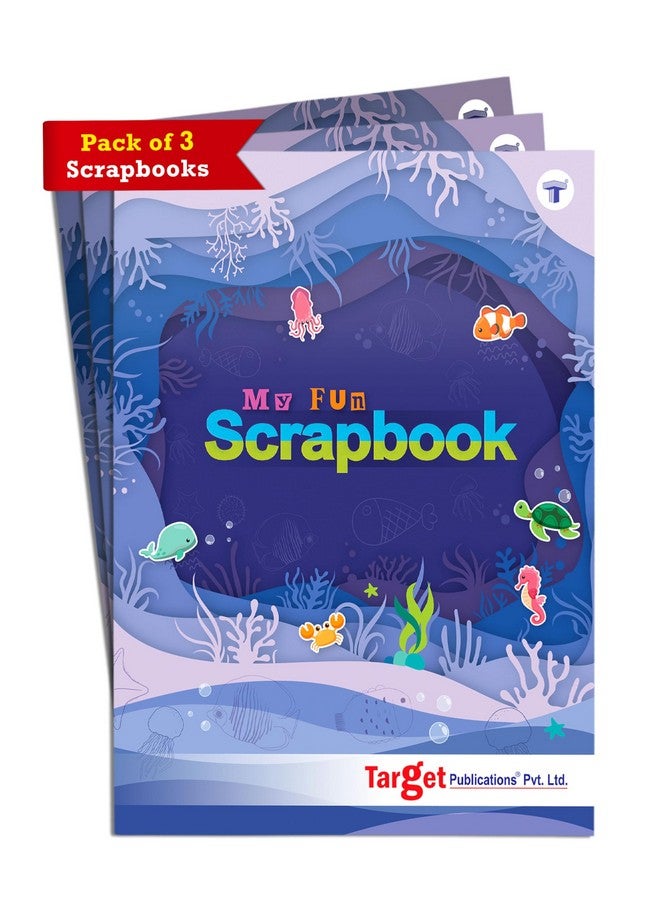 TARGET PUBLICATIONS Scrapbook for Kids | Soft Bound | A4 Size Approx | 32 Multi Colour Pages | Unruled Colorful Paper Sheets for Projects, School, DIY Art and Craft | Scrapbook Ideas | 28 x 21.5 cm | 120 GSM | Pack of 3 - Image 1