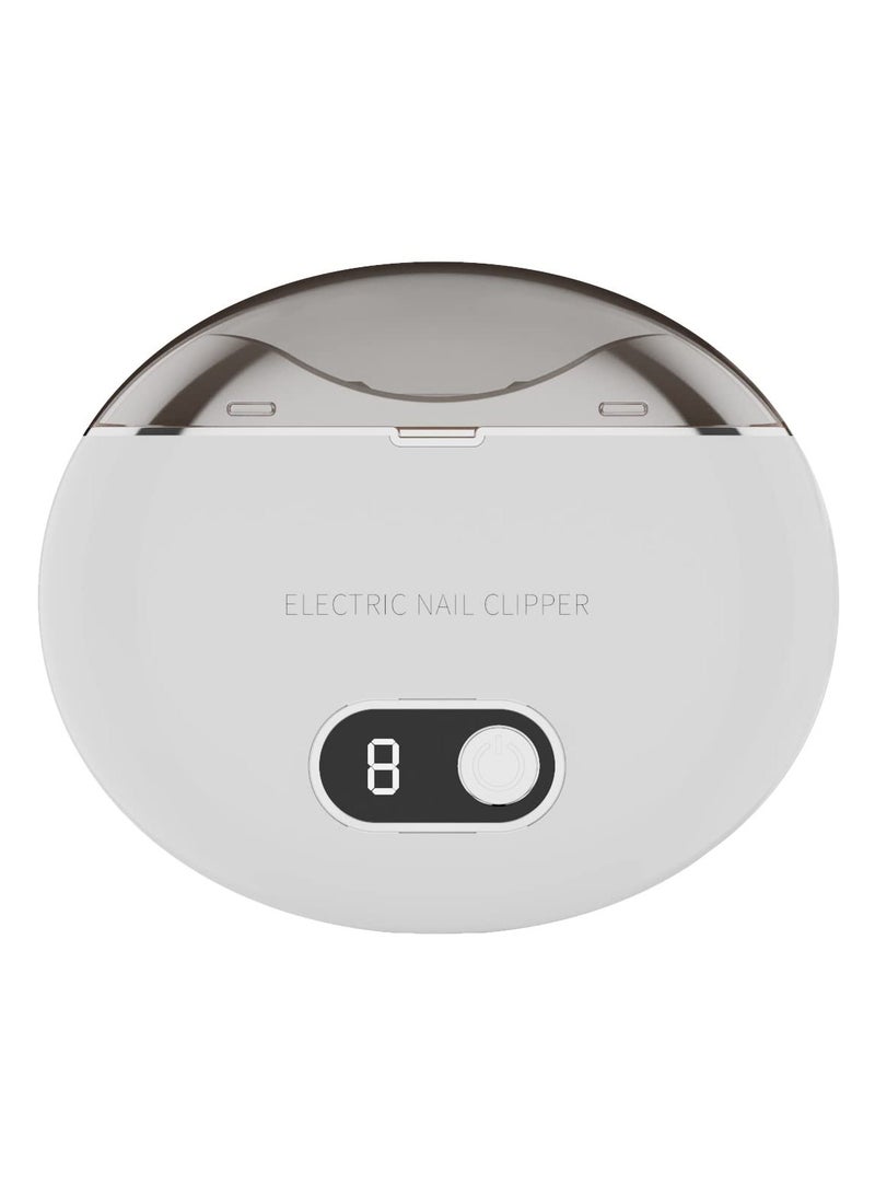 Zikra Automatic Nail Clipper, Electric Nail Clippers Automatic Safety Fingernail Cutter and Filer Rechargeable Nail Trimmer Nail Scissors Gift for for Adults Seniors Infant Baby Kids Men Women (White) - Image 1