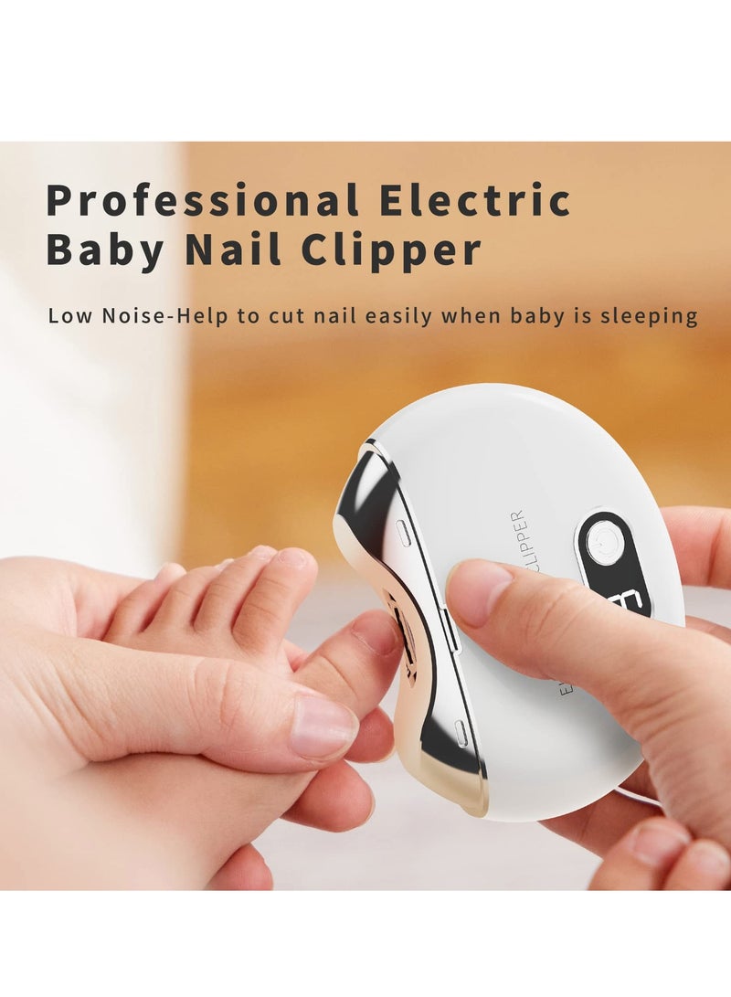 Zikra Automatic Nail Clipper, Electric Nail Clippers Automatic Safety Fingernail Cutter and Filer Rechargeable Nail Trimmer Nail Scissors Gift for for Adults Seniors Infant Baby Kids Men Women (White) - Image 2