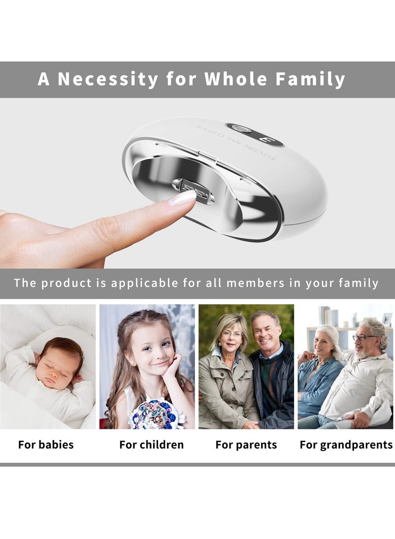 Zikra Automatic Nail Clipper, Electric Nail Clippers Automatic Safety Fingernail Cutter and Filer Rechargeable Nail Trimmer Nail Scissors Gift for for Adults Seniors Infant Baby Kids Men Women (White) - Image 3