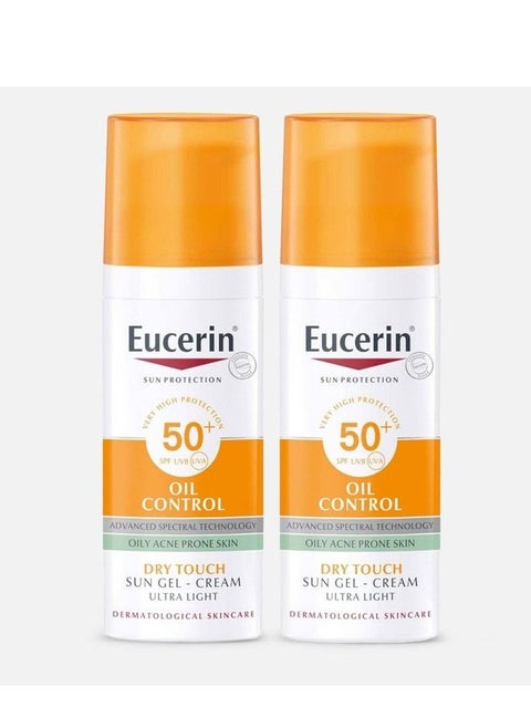 Oil Control Dry Touch Sun Gel Facial Cream Ultra Light SPF 50 UVA UVB Sunscreen Protection for Oily Prone Skin 50ml Pack of 2