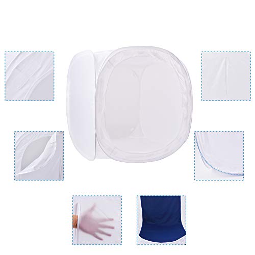 Ruittos Bestshoot 24" Portable Photo Studio Shooting Tent Light Box Cube Diffusion Softbox Tent with 4 Colors Backdrops (Red Dark Blue Black White) for Table Top Indoor Outdoor Photography - Image 3