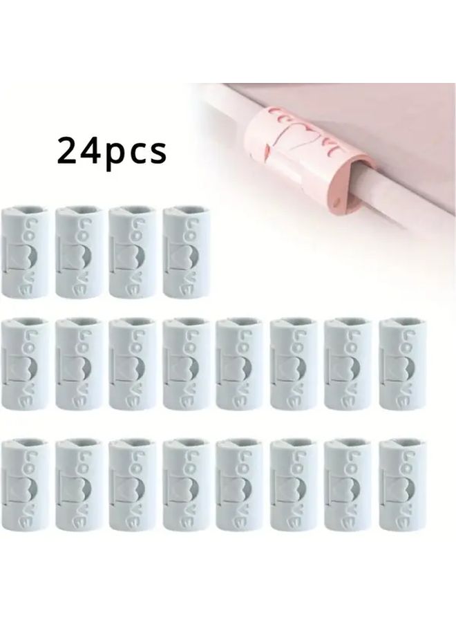 Blue 24Pcs Reusable Bed Sheet Grippers Non Slip Fasteners For Duvet Cover And Mattress - Image 5