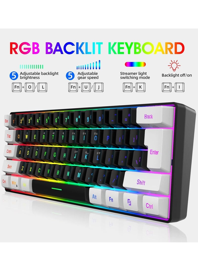 فلوينغ لوحة مفاتيح ألعاب RGB بـ 61 مفتاحًا، 60% مصغرة، سلكية، مقاومة للماء، للم gamers - الافتراضي - Image 2