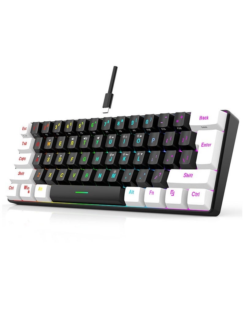 فلوينغ لوحة مفاتيح ألعاب RGB بـ 61 مفتاحًا، 60% مصغرة، سلكية، مقاومة للماء، للم gamers - الافتراضي - Image 1