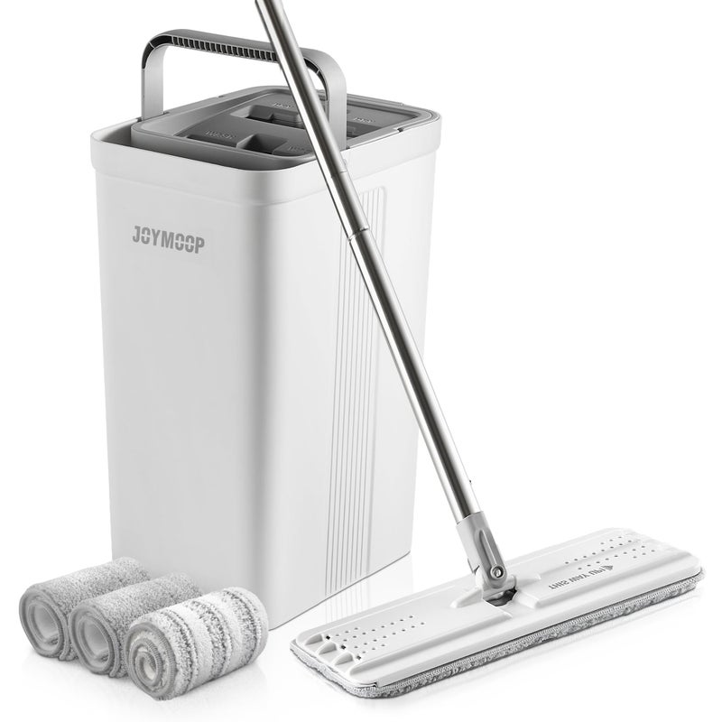 JOYMOOP Mop and Bucket with Wringer Set for Home, Flat Mop and Bucket System, Mops for Floor Cleaning and Wall Cleaner, with 3 Reusable Microfiber Mop Pads - Image 5