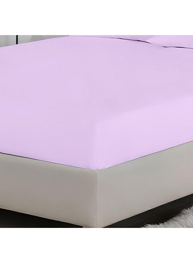 Rest 3-Piece Light Purple Plush 90x200+20cm Fitted Bedsheet Set Includes 1 Deep Pocket Fitted Bedsheet and 2 Pillow Covers, Breathable and Machine Washable  - Image 3