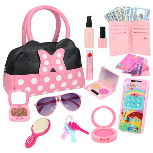 Mytothfy Pretend Play Purse for Little Girls, Toddler Purse with Pretend Makeup Toys for Toddlers, Princess Pretend Play Purse Toys with Accessories, Kids Purse Toy Birthday Gift for Girls Age 3 4 5 6+ - Image 1