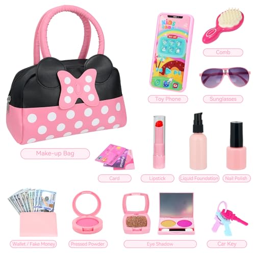 Mytothfy Pretend Play Purse for Little Girls, Toddler Purse with Pretend Makeup Toys for Toddlers, Princess Pretend Play Purse Toys with Accessories, Kids Purse Toy Birthday Gift for Girls Age 3 4 5 6+ - Image 4