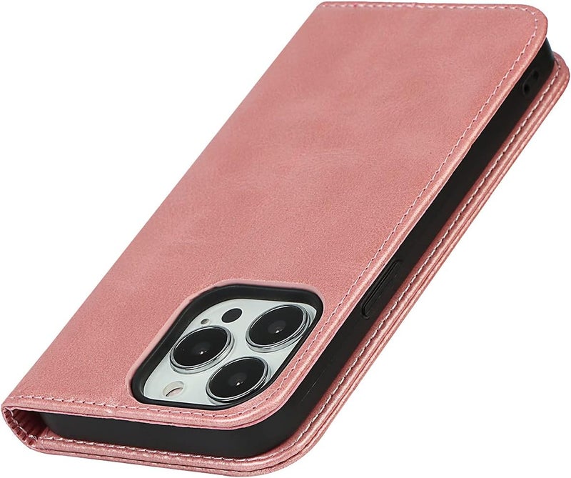 iCoverCase Simple upgraded construction for iPhone 15 Pro Max Wallet Case with Card Holder, PU Leather Magnetic Kickstand Feature Shockproof Protective Flip Cover Case - Rose Gold Ventilated design - Image 4