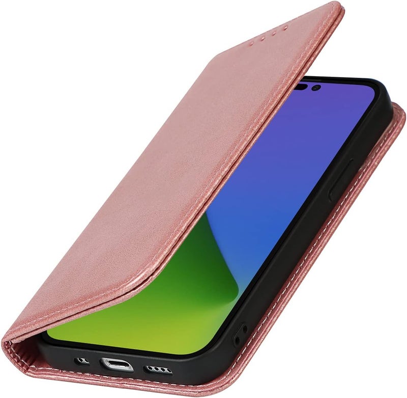 iCoverCase Simple upgraded construction for iPhone 15 Pro Max Wallet Case with Card Holder, PU Leather Magnetic Kickstand Feature Shockproof Protective Flip Cover Case - Rose Gold Ventilated design - Image 5