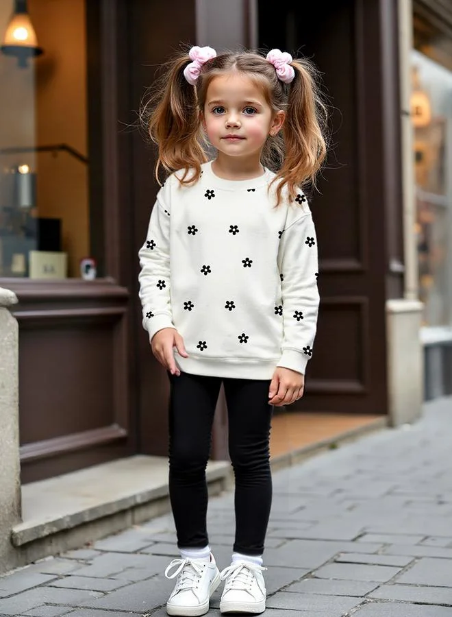 Take Two Girls Graphic Print Sweatshirt with Leggings Set