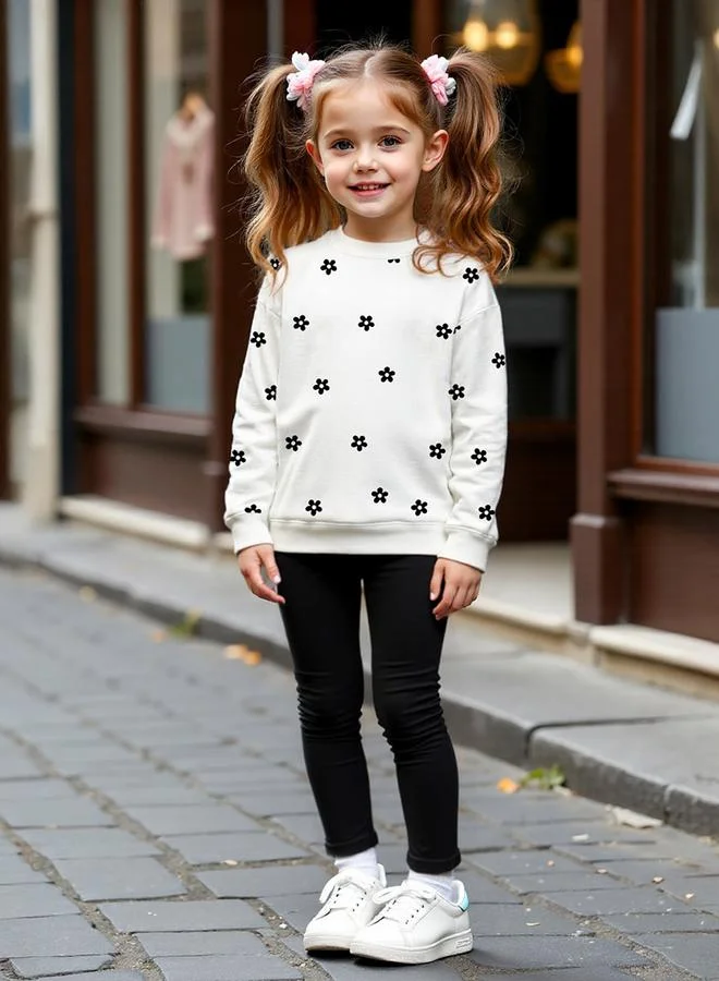 Take Two Girls Graphic Print Sweatshirt with Leggings Set