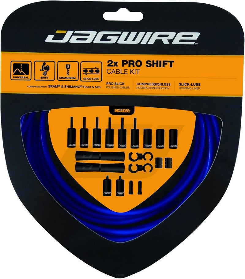 Jagwire - 2X Pro Universal Gear Shift Kit | for Road, MTN and Gravel | Compatible with SRAM and Shimano Gears, Polished Stainless Steel Cables, 10 Color Options - Image 1