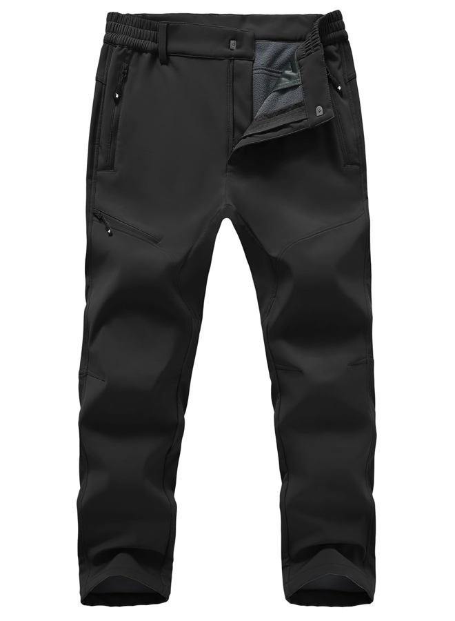 TBMPOY Men's Snow Hiking Pants Fleece Lined Waterproof Ski Winter Pant Softshell Camping Travel Ice Fishing Hunting Pant, Black, 34 - Image 1