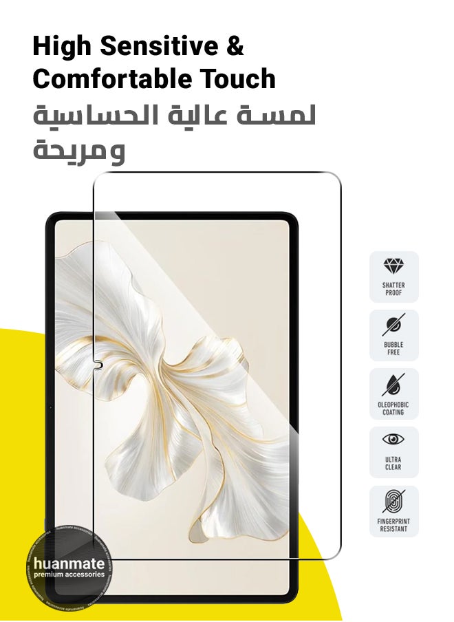 هووانميت واقي شاشة لجهاز هونور باد 9 12.1 بوصة - زجاج مقسى، شفافية عالية، لمسة رقيقة، مضاد للانفجار، حواف مقوسة ناعمة، سهل التركيب، واقي شاشة لهاتف هونور باد 9 12.1 بوصة  - Image 2