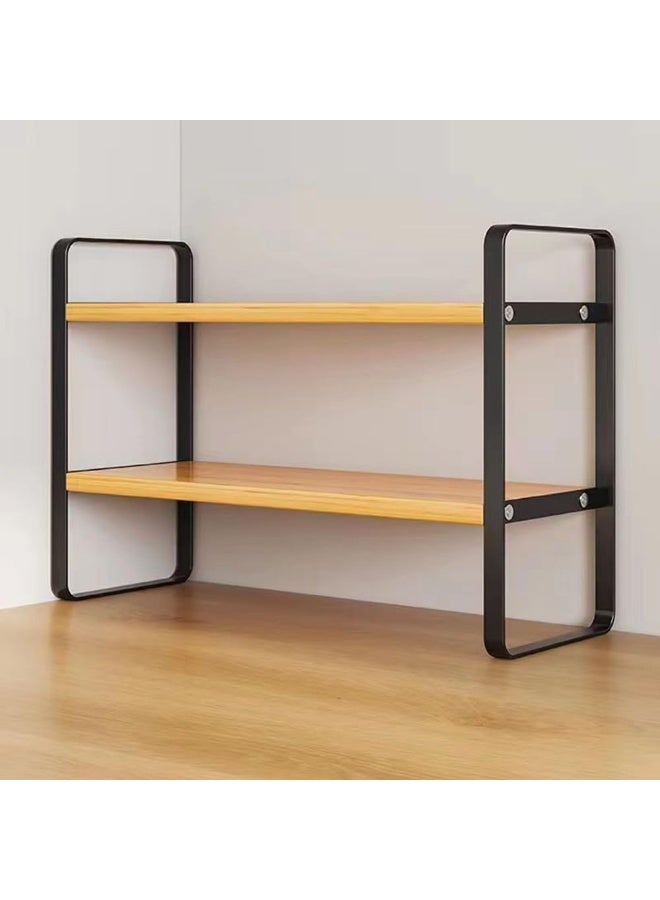 YQbest Desktop Organizer Shelf Office Storage Rack Computer Desk Bookshelf Adjustable Display Shelf for Office Supplies (Black) - Image 5