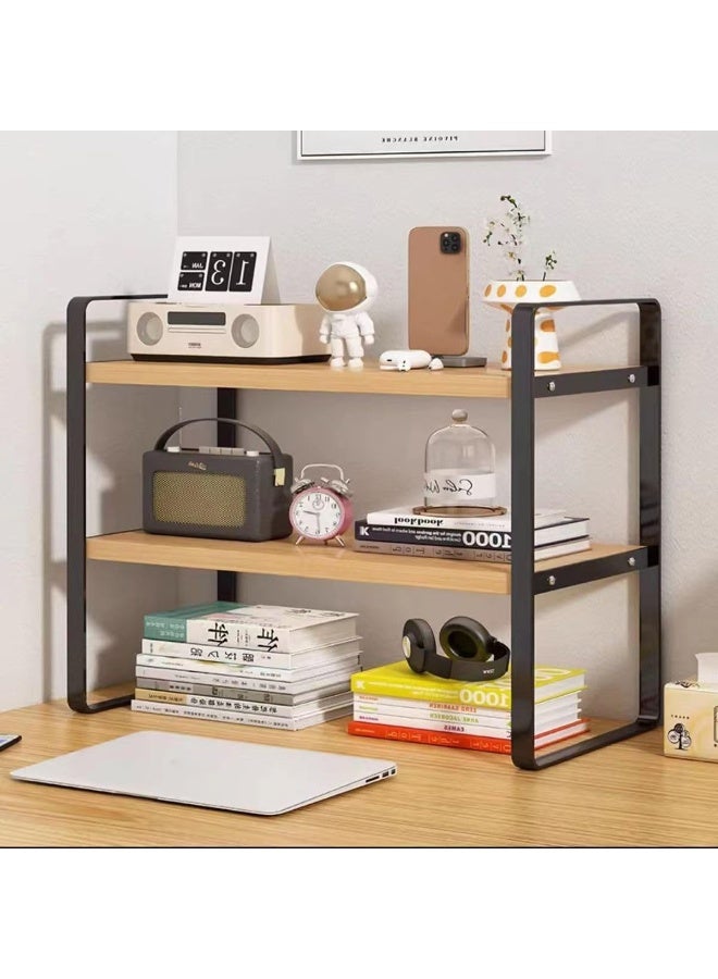 YQbest Desktop Organizer Shelf Office Storage Rack Computer Desk Bookshelf Adjustable Display Shelf for Office Supplies (Black) - Image 3