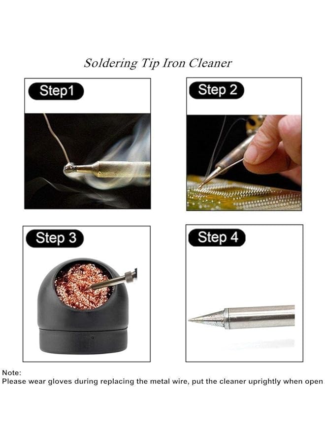 erorex Soldering Tip Iron Cleaner Solder Tip Cleaning Wire Soldering Tip Cleaning Ball And Base Holder Soft Coiled Brass Tip Cleaner Kit No Water Multicolor - Image 4