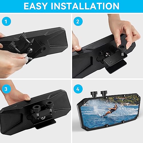 Esploratori Boat Rear View Mirror,Universal 4"x11" Marine Mirror Accessories and Lock Konb,Wide-angle Convex Boat Fit for Pontoon Boat Floating Bridge Boat Sports Crew Surfing - Image 3