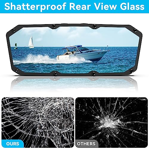 Esploratori Boat Rear View Mirror,Universal 4"x11" Marine Mirror Accessories and Lock Konb,Wide-angle Convex Boat Fit for Pontoon Boat Floating Bridge Boat Sports Crew Surfing - Image 2