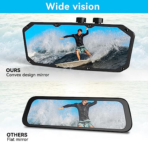 Esploratori Boat Rear View Mirror,Universal 4"x11" Marine Mirror Accessories and Lock Konb,Wide-angle Convex Boat Fit for Pontoon Boat Floating Bridge Boat Sports Crew Surfing - Image 5
