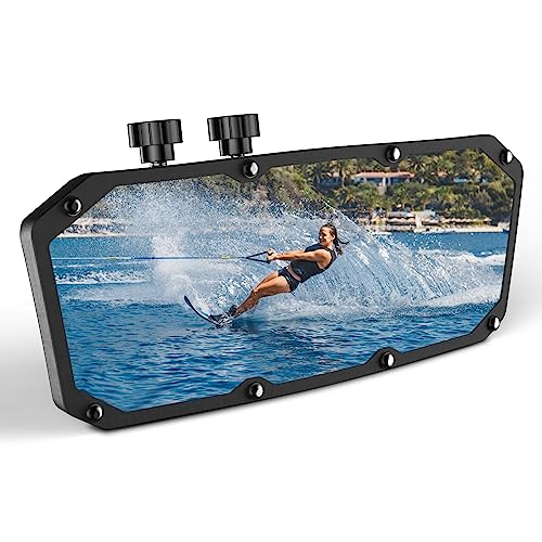 Esploratori Boat Rear View Mirror,Universal 4"x11" Marine Mirror Accessories and Lock Konb,Wide-angle Convex Boat Fit for Pontoon Boat Floating Bridge Boat Sports Crew Surfing - Image 1