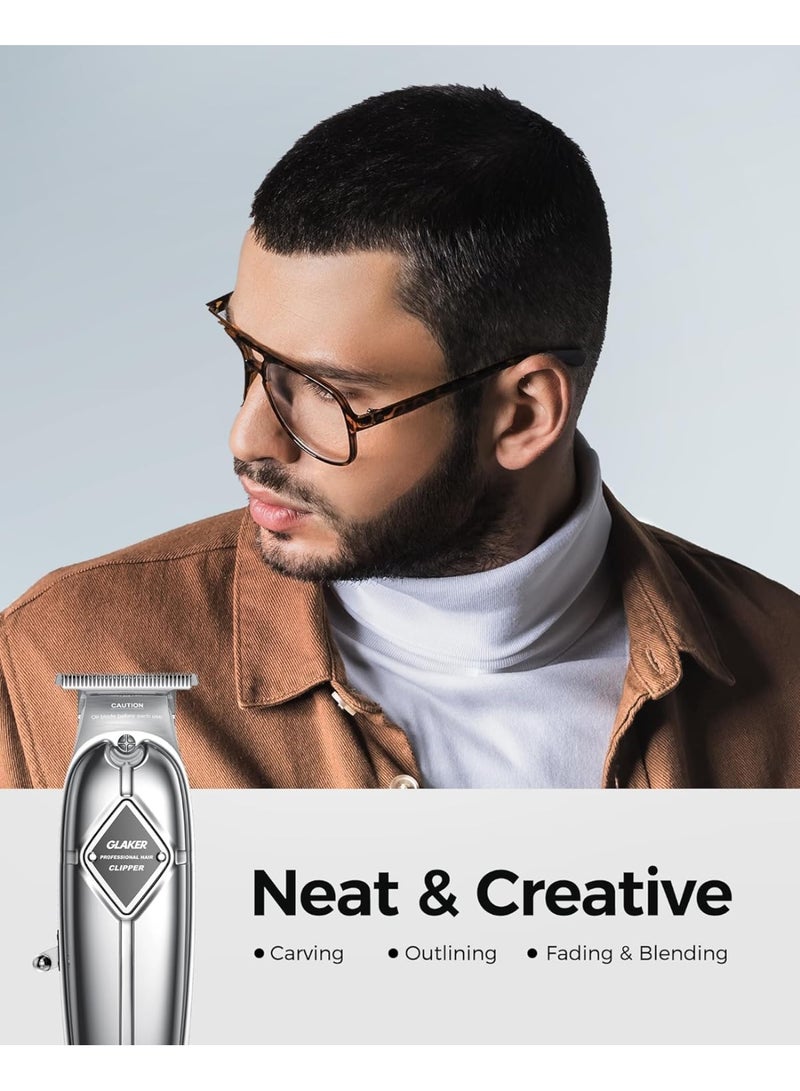 GLAKER Professional Hair Clippers for Men K11S + 13F, Cordless Clipper & Trimmer Set, Complete Barber Kit for Hair & Beard Grooming, Fade & Blending Kit, Silver - Image 5