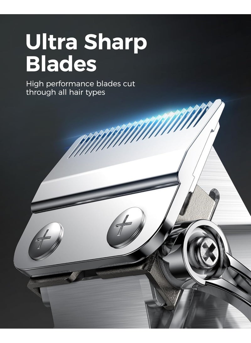 GLAKER Professional Hair Clippers for Men K11S + 13F, Cordless Clipper & Trimmer Set, Complete Barber Kit for Hair & Beard Grooming, Fade & Blending Kit, Silver - Image 2