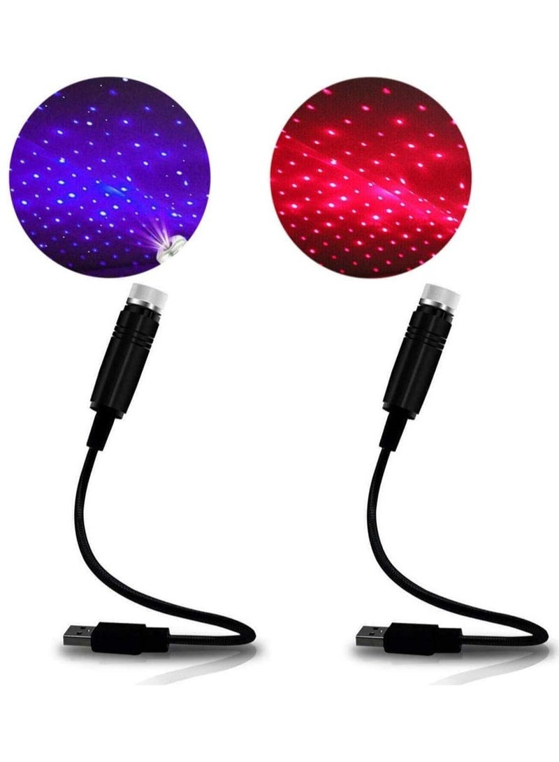 Generic Car USB Atmosphere Ambient Star Projector Night Light Car Interior LED Decorative Lights Adjustable Romantic Car Roof Light Pack of 2 - Image 1