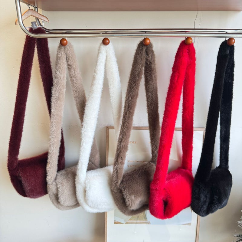 All-Match Solid Color Small Bag Korean-Style Plush Leopard Bag Shoulder Crossbody Retro Women'S Bag Instagram Ins - Image 5