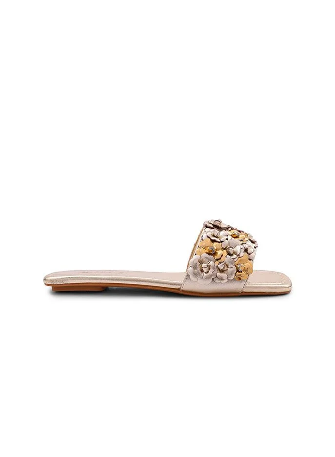 Cuple Cuple Floral Embellished Flat Slides
