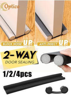Optico Door Draft Stopper, 96 cm Length Under Door Seal, Door Sweep for Exterior & Interior Doors, Door Bottom Draft Blocker Dust and Noise Insulation  Twin Door Draft Stopper Adjustable Door Foam Seal Strip Breeze Blocker, Noise Sound Light Smell Blocker for Doors  - Image 1