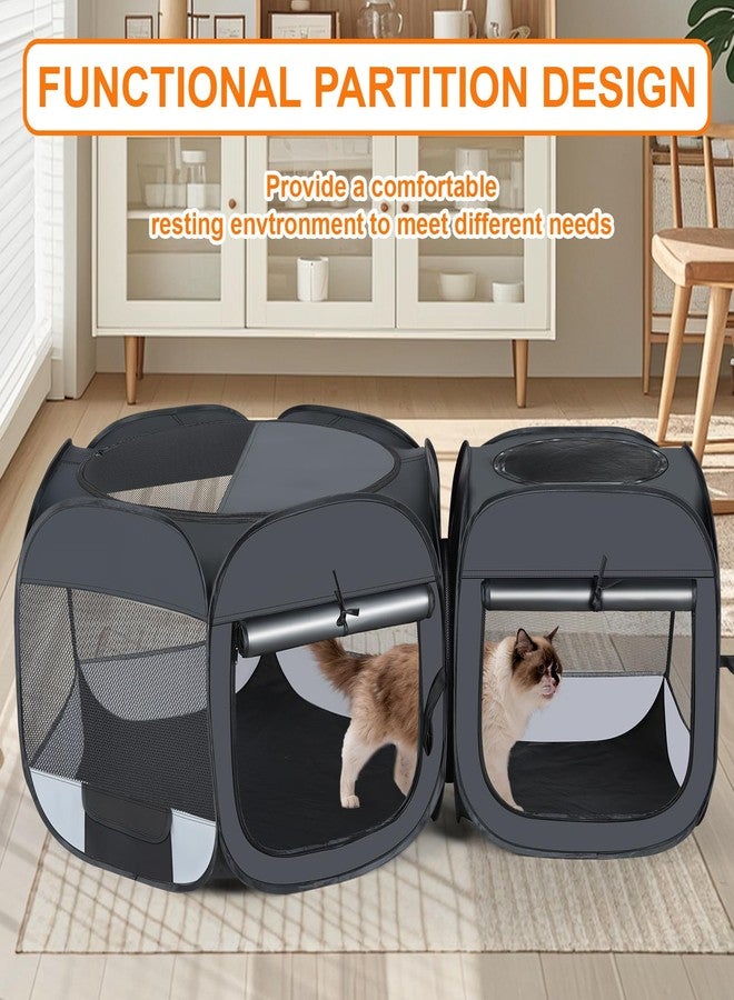 Wn's Day Portable cat playpen, 2-in-1 Dog playpen Indoor, Puppy Dog Play Pen for Indoors, cat cage Crate for Dogs Indoor, Independently Usable cat Tents for Indoor Cats, Collapsible pet playpen(Medium) - Image 5