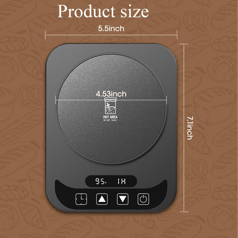 MQUPIN Sourdough Starter Warmer with Temperature Display,Sourdough Warming Mats 100â„‰ Electric Heating 12 Hours Timing Function Sourdough Heating Mat Bread for Baking Supplies Kitchen Bakers (Black) - Image 4