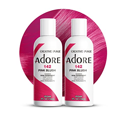 Adore Semi Permanent Hair Color Vegan and CrueltyFree Pink Hair Dye 4 Fl Oz 142 Pink Blush Pack of 2