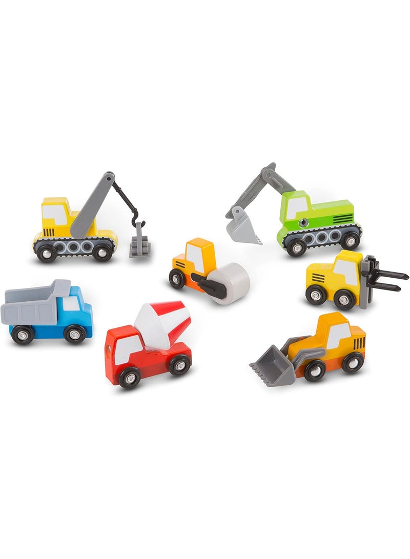 Melissa & Doug Wooden Construction Vehicles Set – 8 Pieces - With wooden storage tray - Image 2