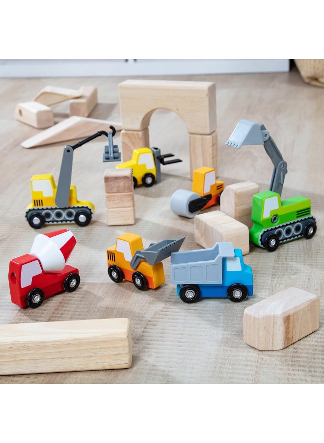 Melissa & Doug Wooden Construction Vehicles Set – 8 Pieces - With wooden storage tray - Image 4