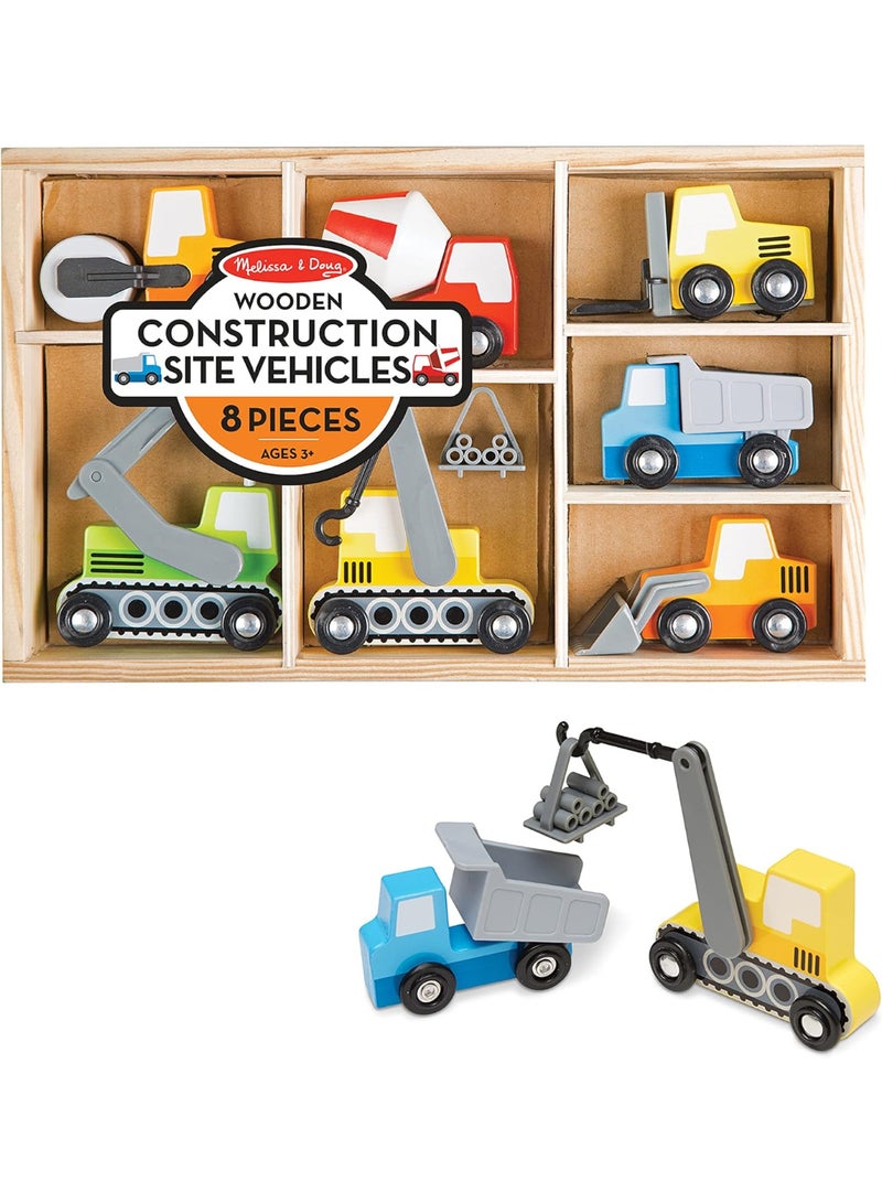 Melissa & Doug Wooden Construction Vehicles Set – 8 Pieces - With wooden storage tray - Image 5