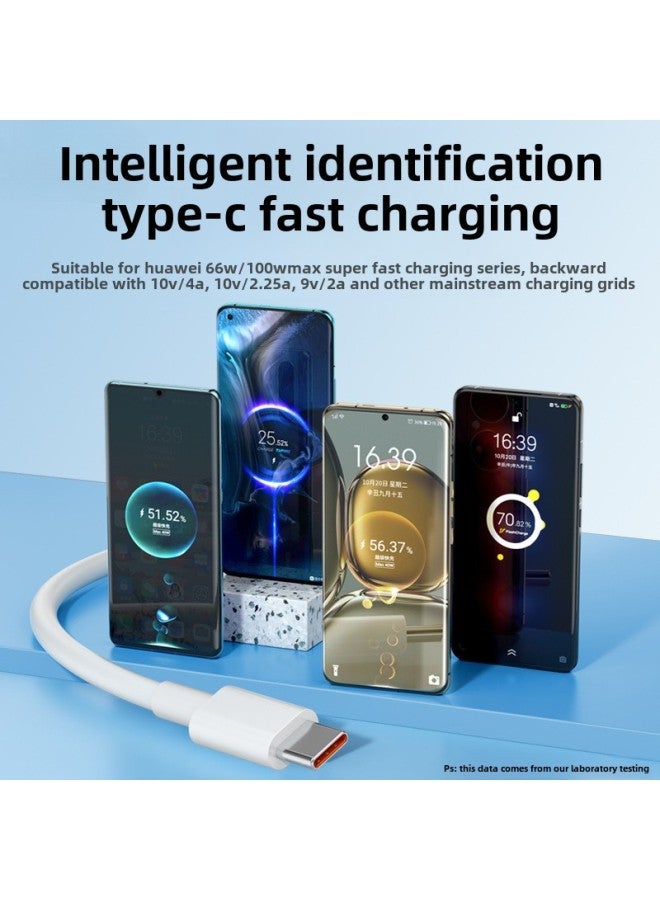 Type-c Data Cable For Huawei Tpyec6A Fast Charge P70p30p40mate Glory Nova7pro Millet-Colour:6a Super Flash Charge/ivory White -0.5m - Image 4