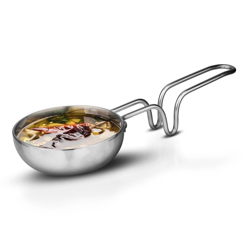 AGARO Stainless Steel Regency Triply Tadka Pan, 250 ml Capacity, 11 cm Diameter, 2.5 mm Thick Body, Induction & Gas Compatible, Riveted Handle, Silver - Image 1