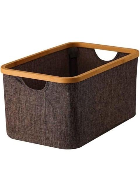 collapsible bamboo-frame storage basket with handle, inner surface waterproof lining,unique design for storage and sorting of clothes, toys or office files (1pc, small 30 * 15)