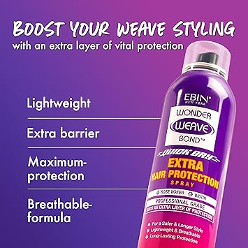 EBIN NEW YORK EBIN Wonder Weave Bond Quick Dry Extra Hair Protection Spray Rose Water Biotin 180ml - Image 2